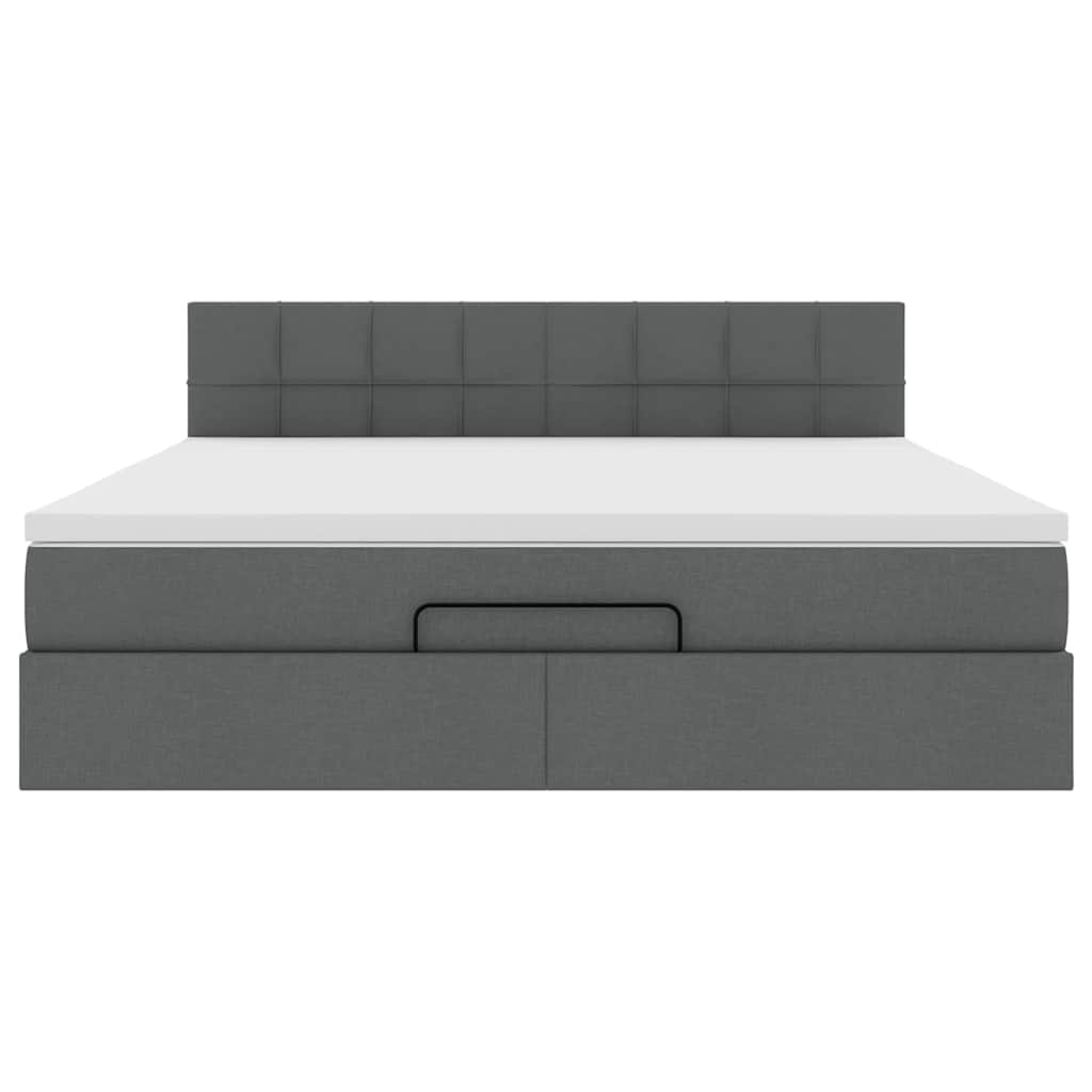 vidaXL Ottoman-Bett mit Matratze & LEDs Dunkelgrau 160x200 cm Stoff