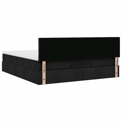 vidaXL Ottoman-Bett mit Matratze & LEDs Schwarz 160x200 cm Stoff