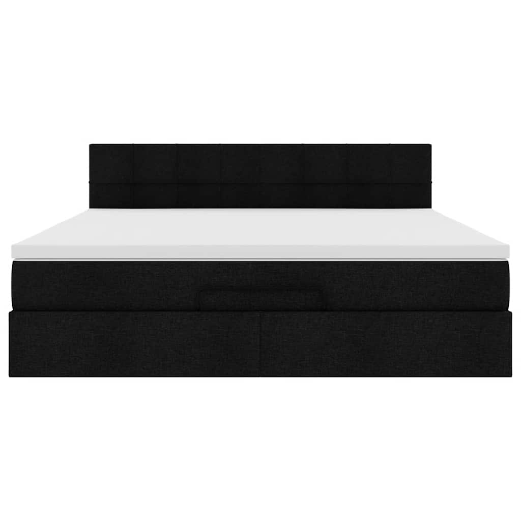 vidaXL Ottoman-Bett mit Matratze & LEDs Schwarz 160x200 cm Stoff