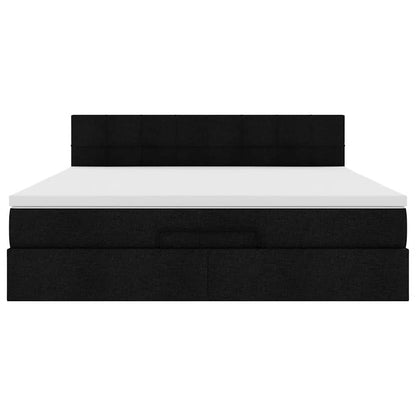 vidaXL Ottoman-Bett mit Matratze & LEDs Schwarz 160x200 cm Stoff