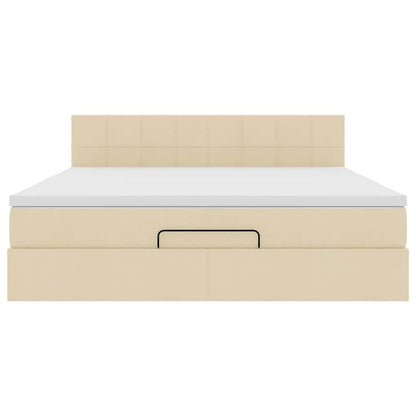 Ottoman-Bett mit Matratze & LEDs Creme 160x200 cm Stoff