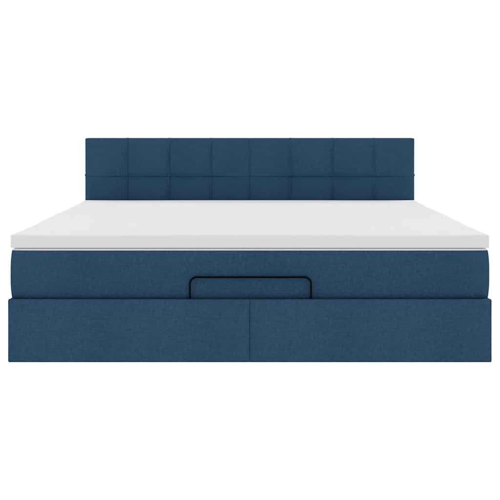 vidaXL Ottoman-Bett mit Matratze & LEDs Blau 160x200 cm Stoff