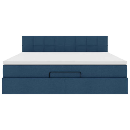 vidaXL Ottoman-Bett mit Matratze & LEDs Blau 160x200 cm Stoff