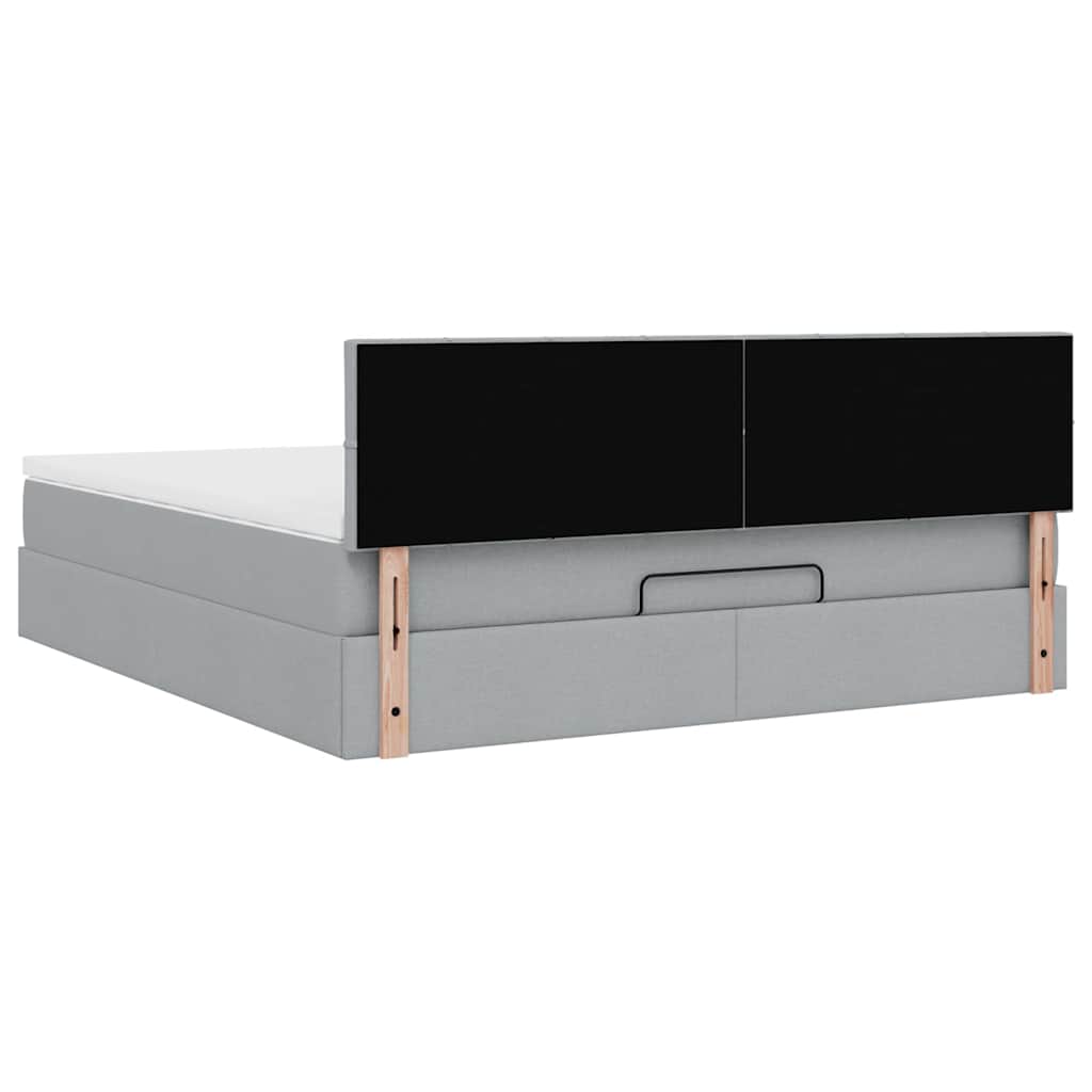 vidaXL Ottomane Bett mit Matratze & LEDs Hellgrau 180x200 cm Stoff