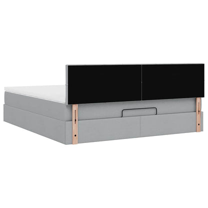 vidaXL Ottomane Bett mit Matratze & LEDs Hellgrau 180x200 cm Stoff