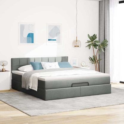 vidaXL Ottomane Bett mit Matratze & LEDs Dunkelgrau 180x200 cm Stoff