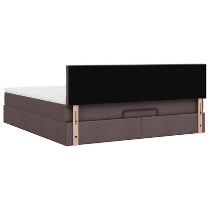 vidaXL Ottomane Bett mit Matratze & LEDs Dunkelbraun 180x200 cm Stoff