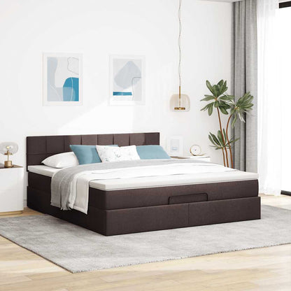 vidaXL Ottomane Bett mit Matratze & LEDs Dunkelbraun 180x200 cm Stoff
