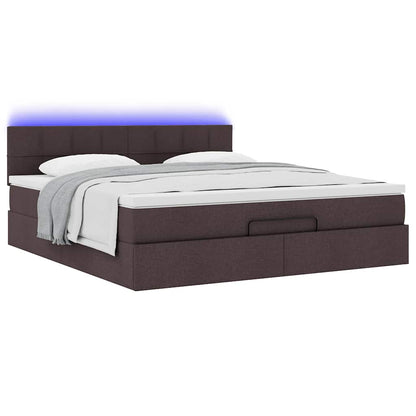vidaXL Ottomane Bett mit Matratze & LEDs Dunkelbraun 180x200 cm Stoff