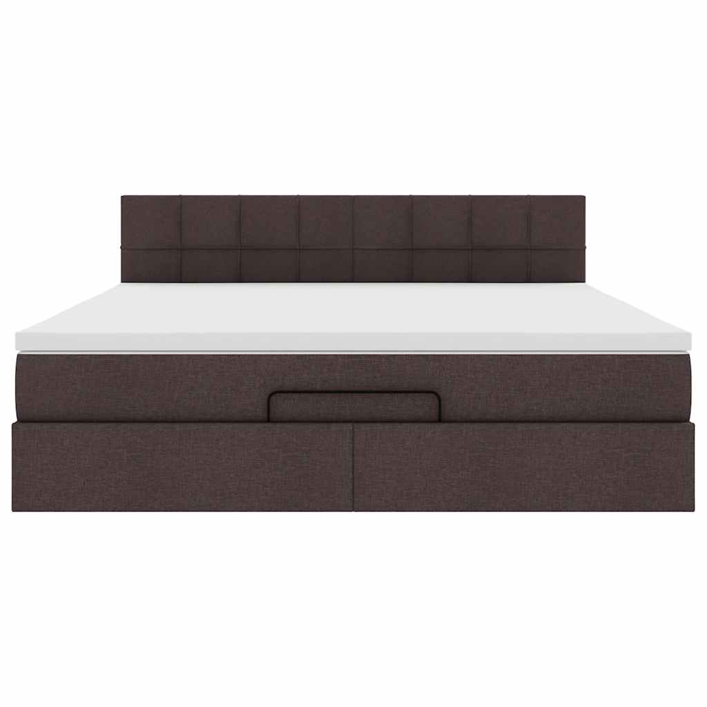 vidaXL Ottomane Bett mit Matratze & LEDs Dunkelbraun 180x200 cm Stoff