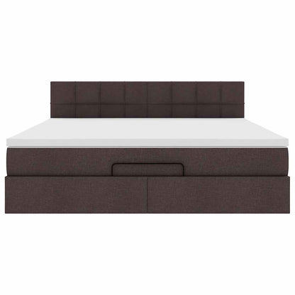 vidaXL Ottomane Bett mit Matratze & LEDs Dunkelbraun 180x200 cm Stoff