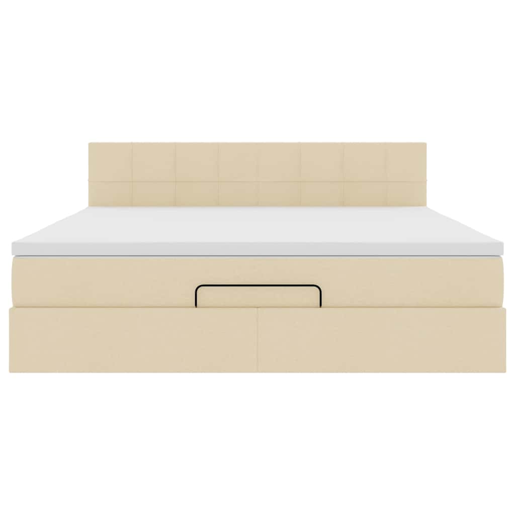 vidaXL Ottomane Bett mit Matratze & LEDs Creme 180x200 cm Stoff