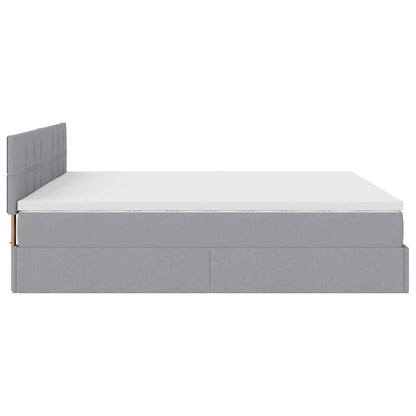 vidaXL Ottoman-Bett mit Matratzen & LEDs Hellgrau 200x200 cm Stoff