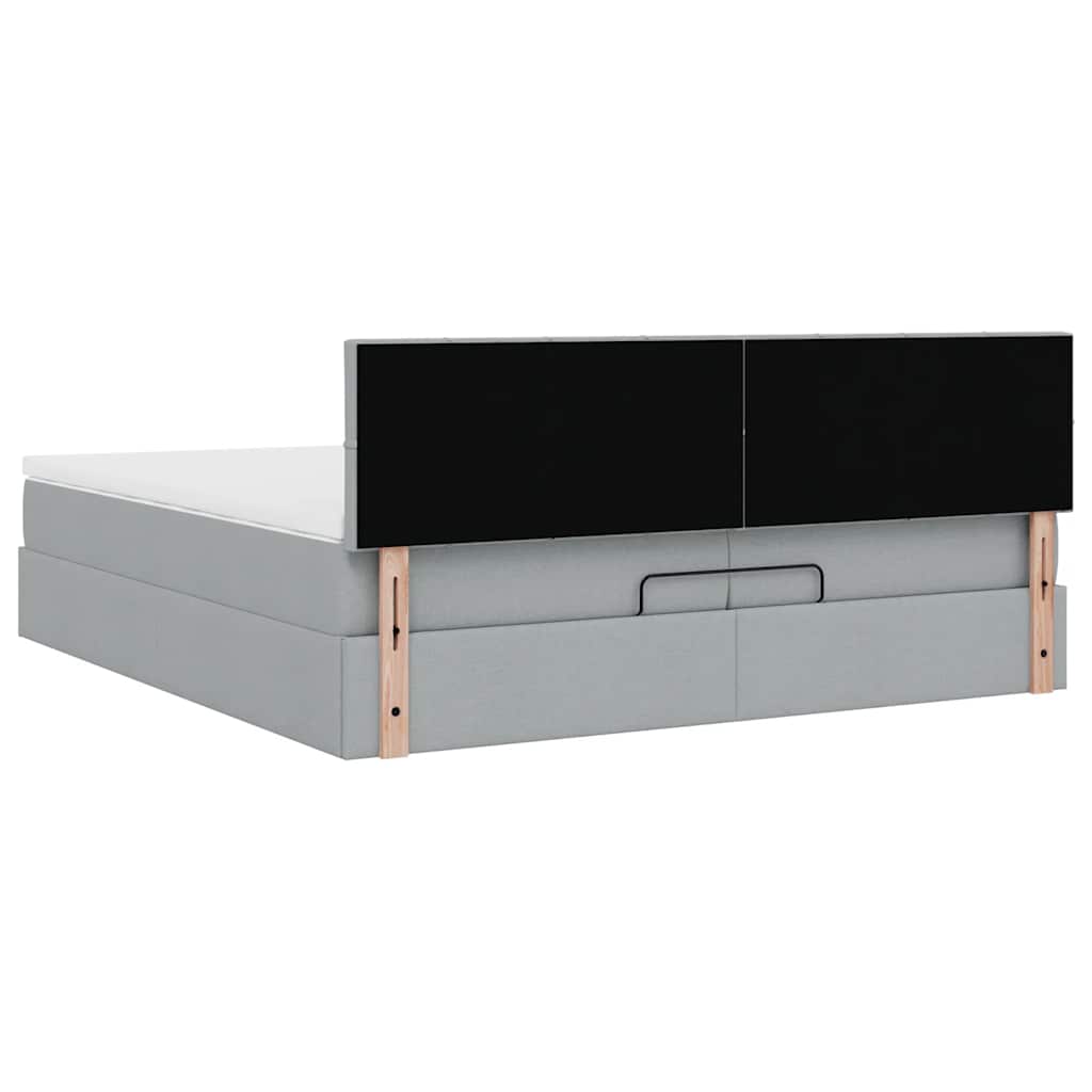vidaXL Ottoman-Bett mit Matratzen & LEDs Hellgrau 200x200 cm Stoff