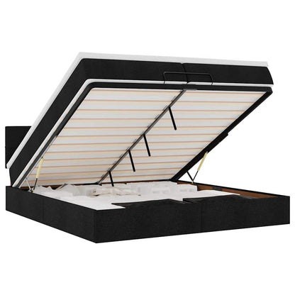 Ottoman-Bett mit Matratzen & LEDs Schwarz 200x200 cm Stoff