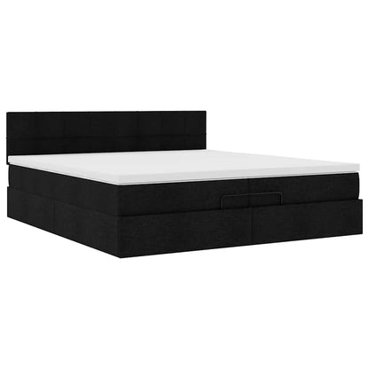 Ottoman-Bett mit Matratzen & LEDs Schwarz 200x200 cm Stoff