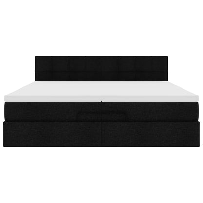Ottoman-Bett mit Matratzen & LEDs Schwarz 200x200 cm Stoff