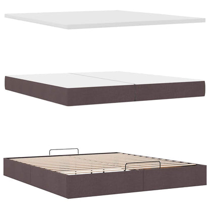 vidaXL Ottoman-Bett mit Matratzen & LEDs Dunkelbraun 200x200 cm Stoff