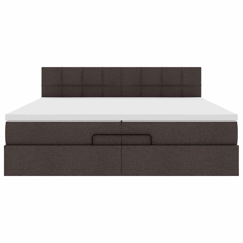 vidaXL Ottoman-Bett mit Matratzen & LEDs Dunkelbraun 200x200 cm Stoff