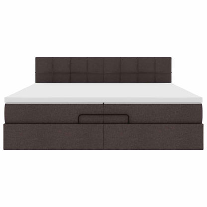 vidaXL Ottoman-Bett mit Matratzen & LEDs Dunkelbraun 200x200 cm Stoff
