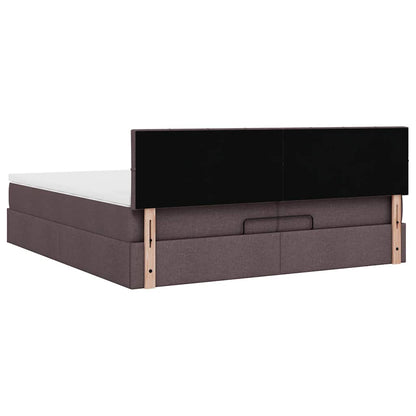 vidaXL Ottoman-Bett mit Matratzen & LEDs Dunkelbraun 200x200 cm Stoff
