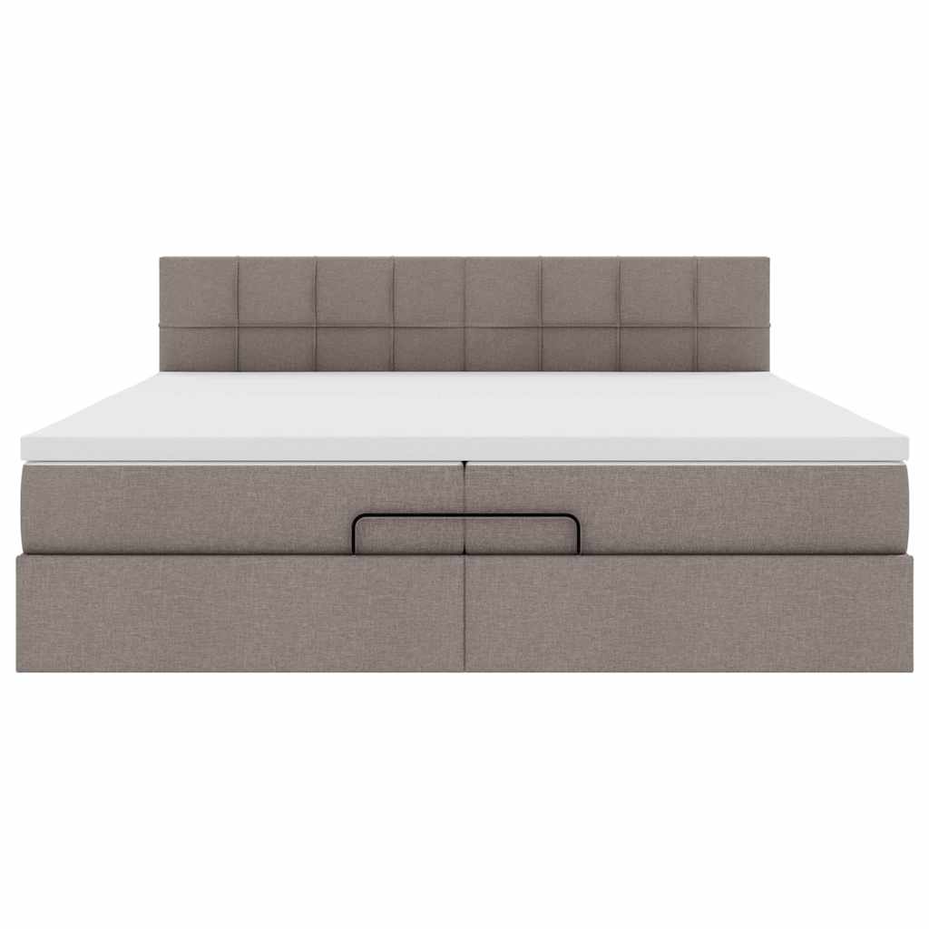 vidaXL Ottoman-Bett mit Matratzen & LEDs Taupe 200x200 cm Stoff