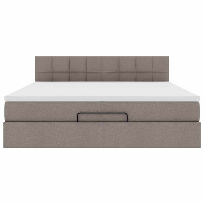 vidaXL Ottoman-Bett mit Matratzen & LEDs Taupe 200x200 cm Stoff