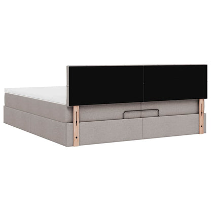vidaXL Ottoman-Bett mit Matratzen & LEDs Taupe 200x200 cm Stoff