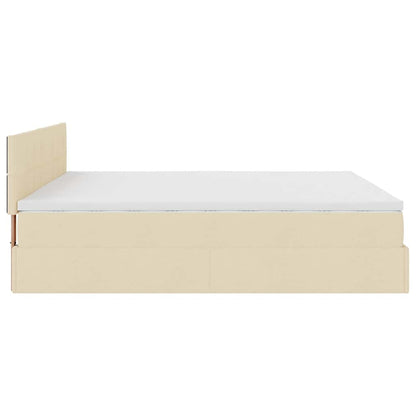 Ottoman-Bett mit Matratzen & LEDs Creme 200x200 cm Stoff