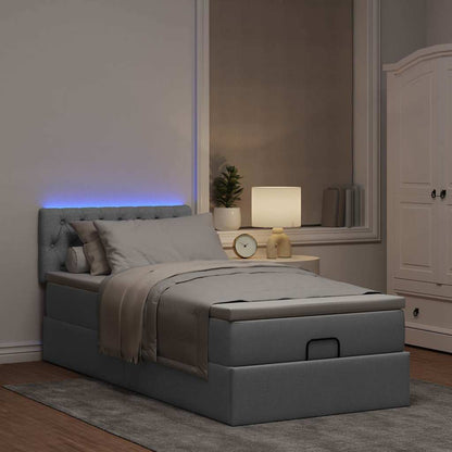 vidaXL Ottomane Bett mit Matratze & LEDs Hellgrau 80x200 cm Stoff