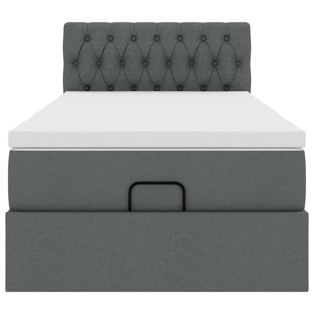 vidaXL Lit ottoman avec matelas et LED gris foncé 80x200 cm tissu