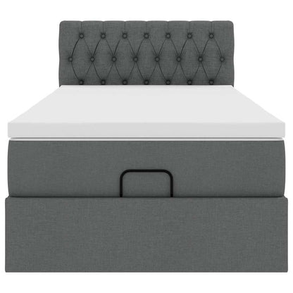 vidaXL Lit ottoman avec matelas et LED gris foncé 80x200 cm tissu
