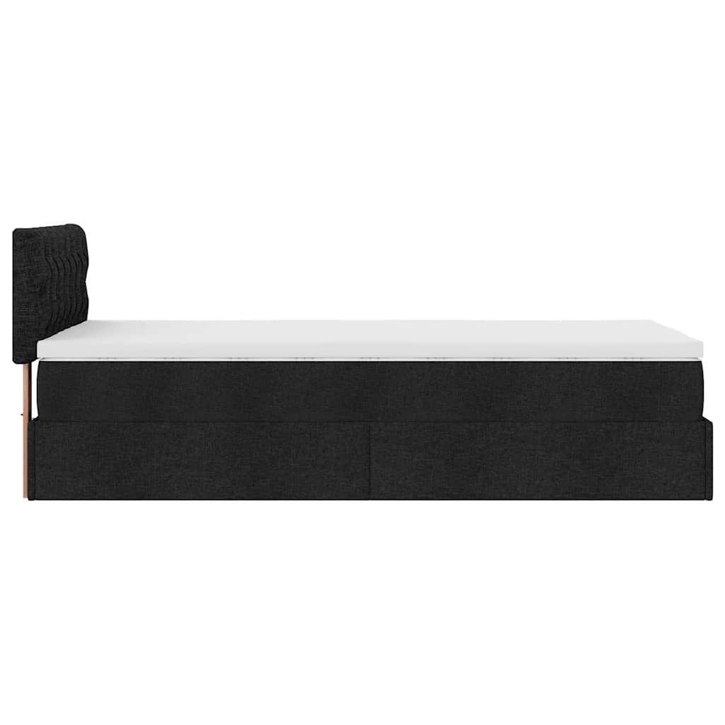 vidaXL Ottomane Bett mit Matratze & LEDs Schwarz 80x200 cm Stoff