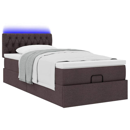 vidaXL Ottoman-Bett mit Matratze & LEDs Dunkelbraun 80x200 cm Stoff
