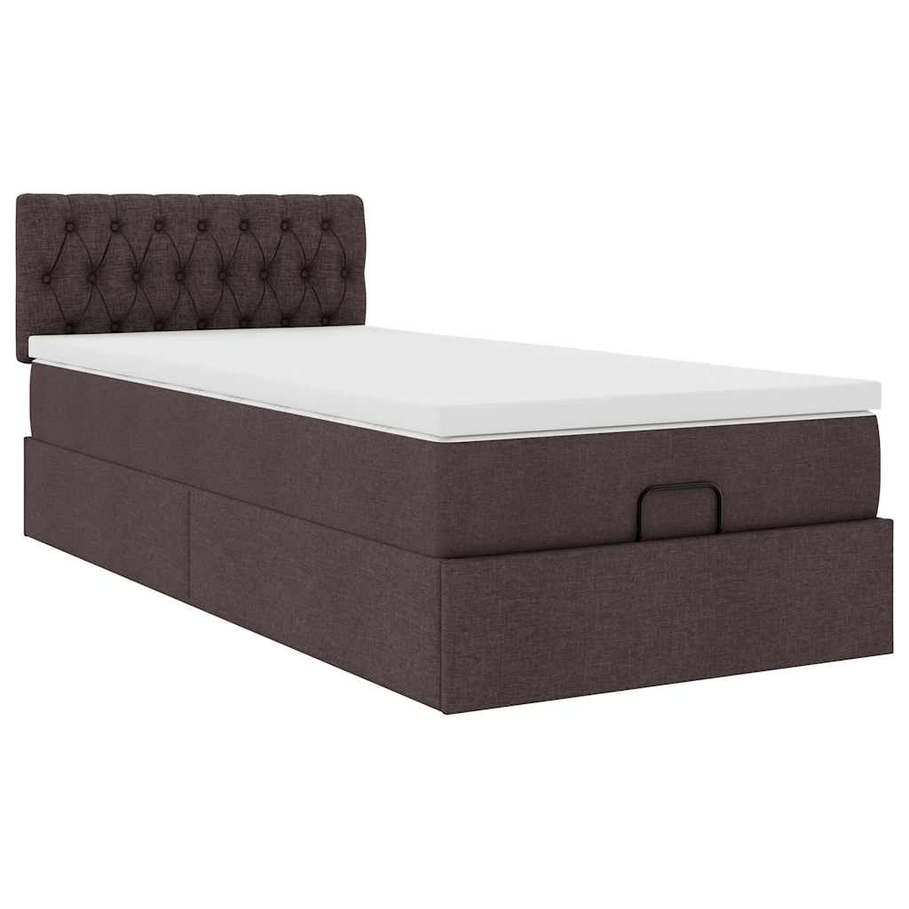 vidaXL Ottoman-Bett mit Matratze & LEDs Dunkelbraun 80x200 cm Stoff