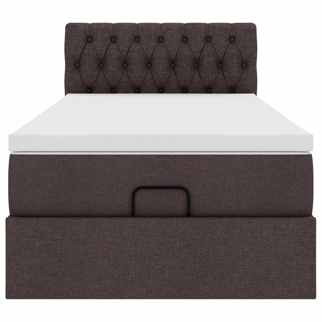 vidaXL Ottoman-Bett mit Matratze & LEDs Dunkelbraun 80x200 cm Stoff