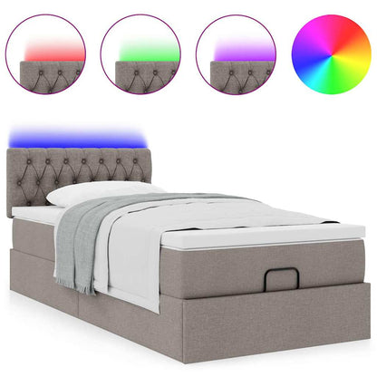 vidaXL Ottoman-Bett mit Matratze & LEDs Taupe 80x200 cm Stoff