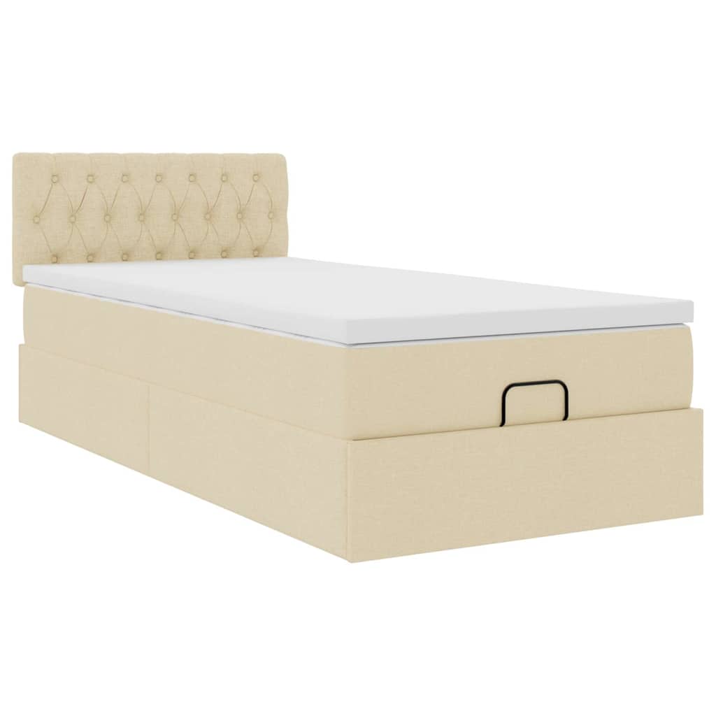 Ottoman-Bett mit Matratze & LEDs Creme 80x200 cm Stoff