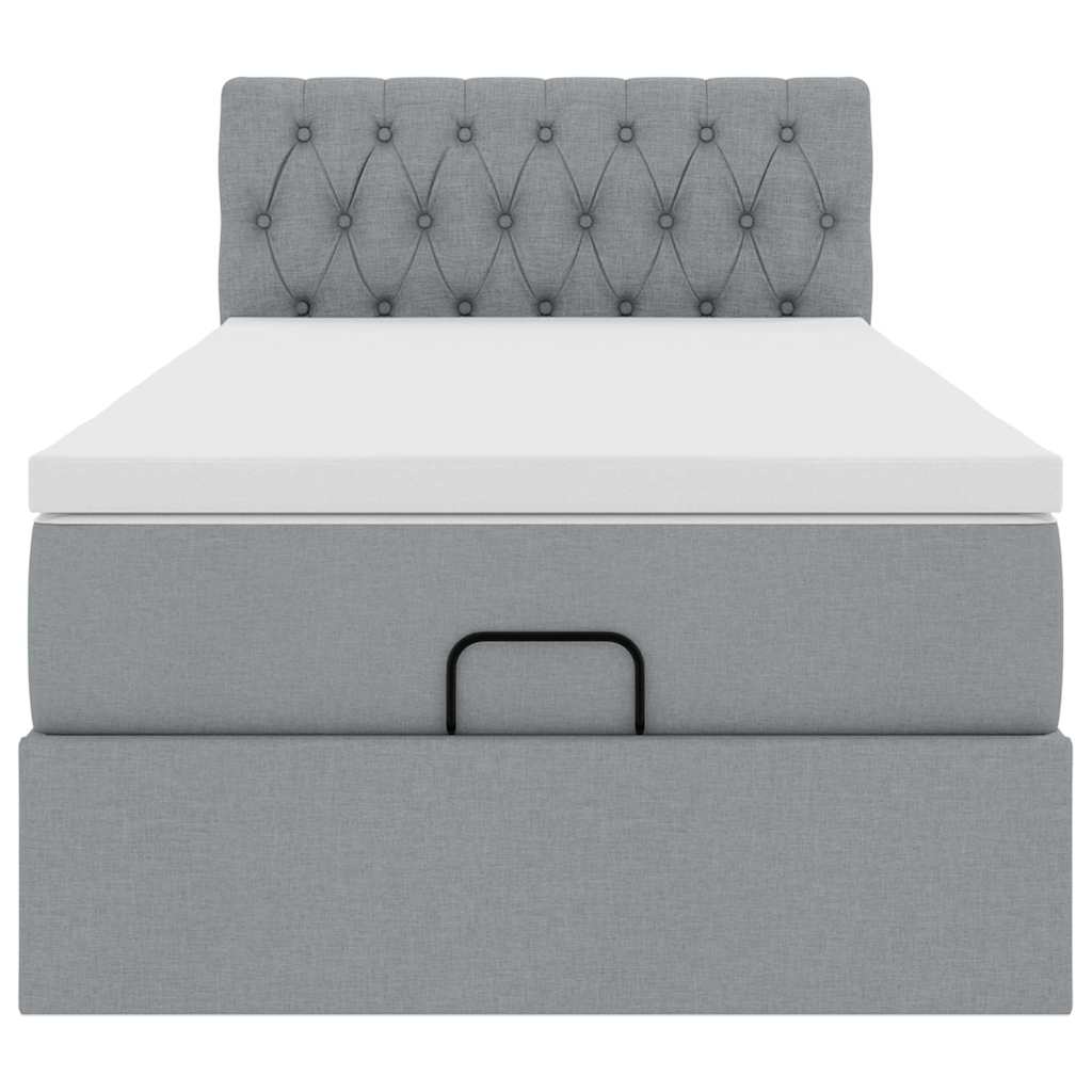 vidaXL Lit ottoman avec matelas et LED gris clair 90x190 cm tissu