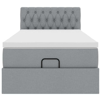 vidaXL Lit ottoman avec matelas et LED gris clair 90x190 cm tissu