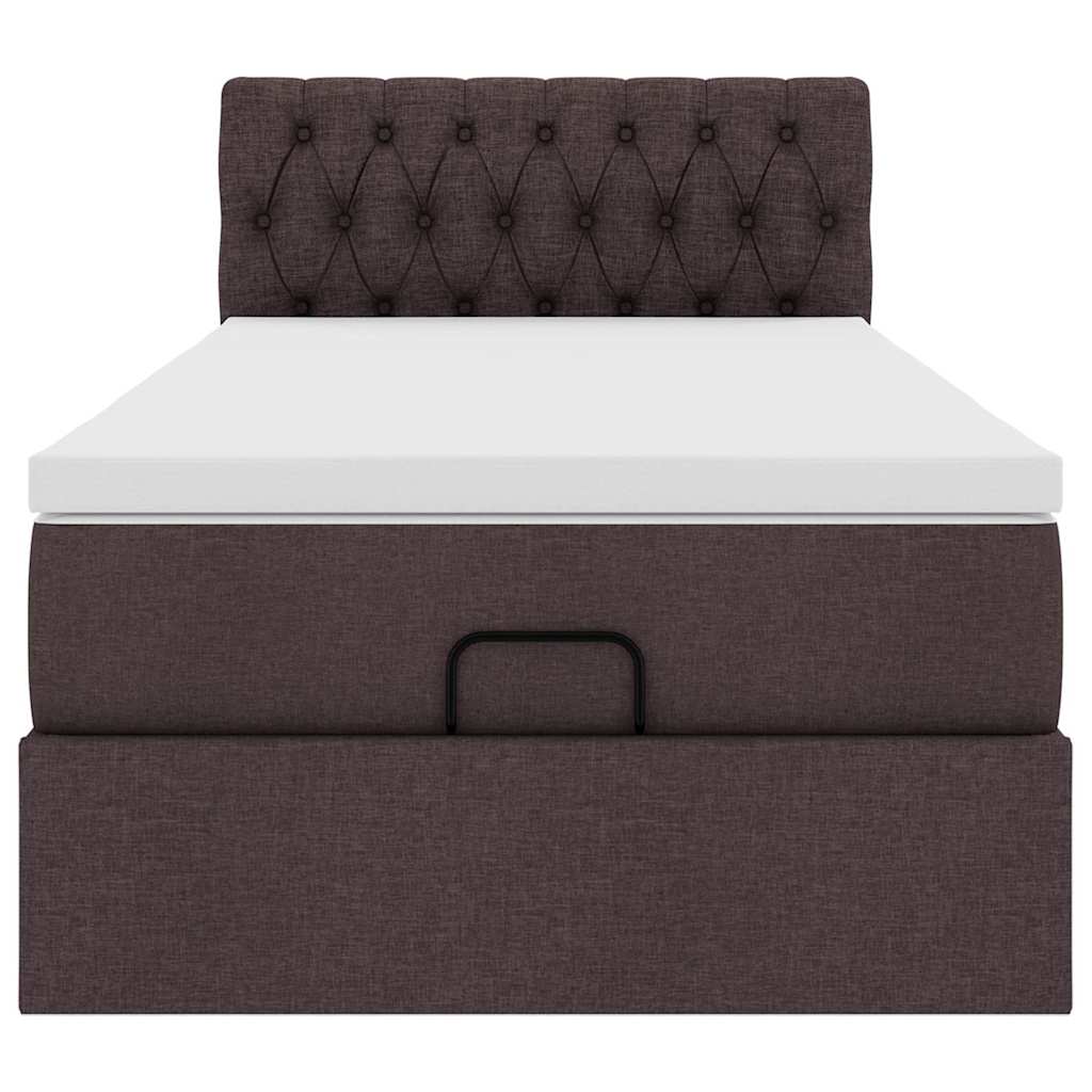 vidaXL Ottoman-Bett mit Matratze & LEDs Dunkelbraun 90x190 cm Stoff