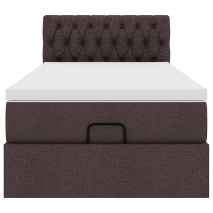 vidaXL Ottoman-Bett mit Matratze & LEDs Dunkelbraun 90x190 cm Stoff