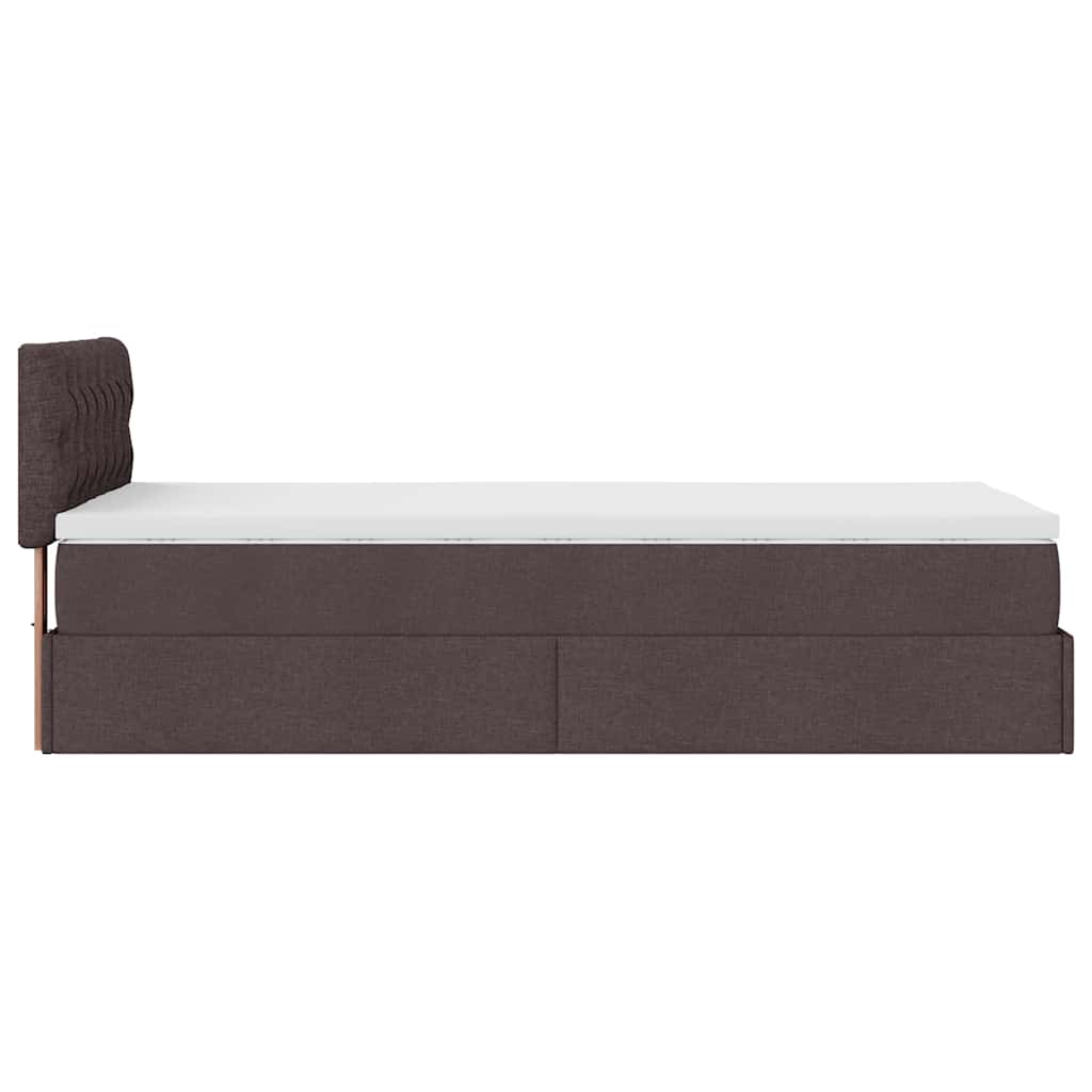 vidaXL Ottoman-Bett mit Matratze & LEDs Dunkelbraun 90x190 cm Stoff