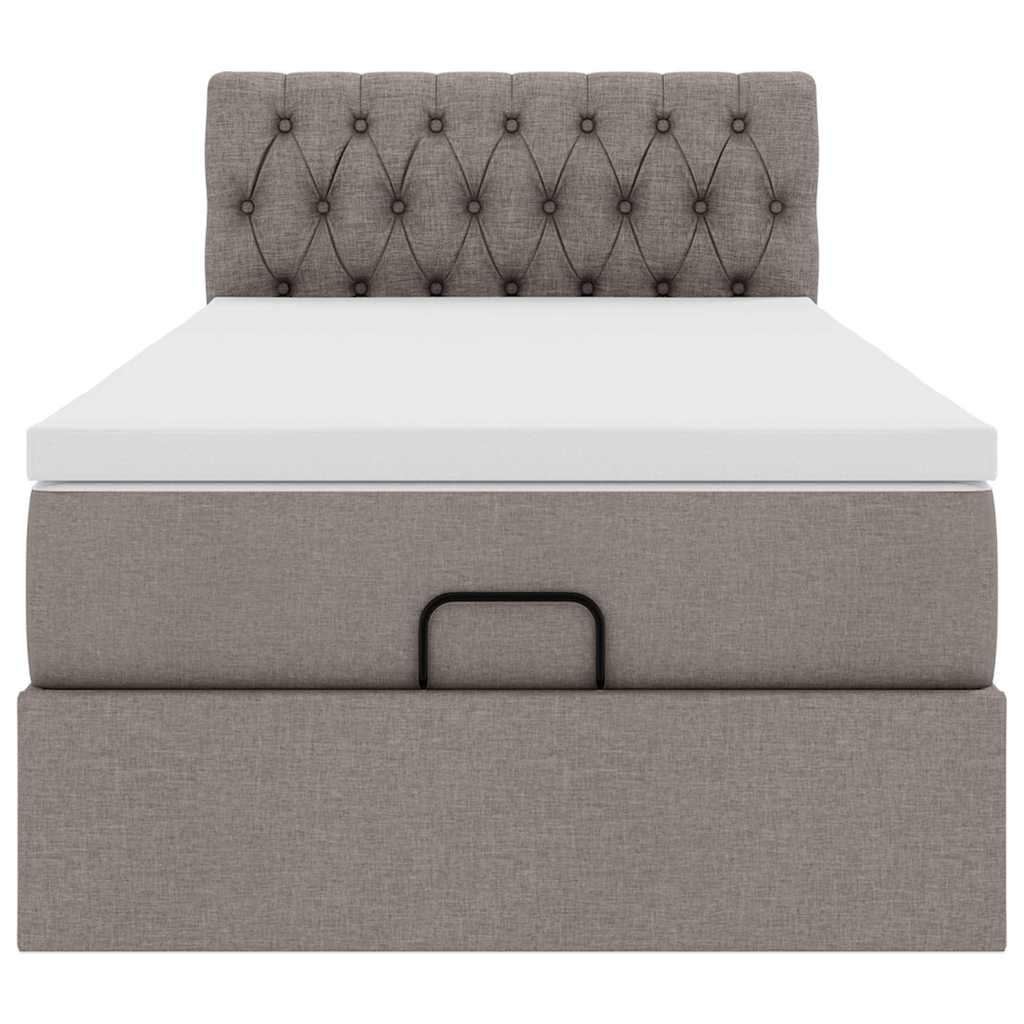 vidaXL Ottoman-Bett mit Matratze & LEDs Taupe 90x190 cm Stoff