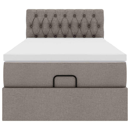 vidaXL Ottoman-Bett mit Matratze & LEDs Taupe 90x190 cm Stoff