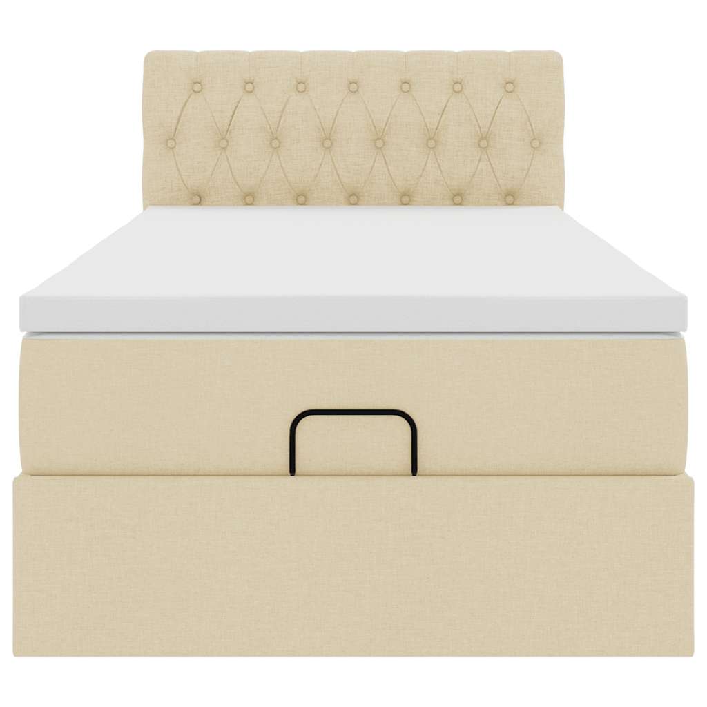 vidaXL Lit ottoman avec matelas et LED Crème 90x190 cm Tissu