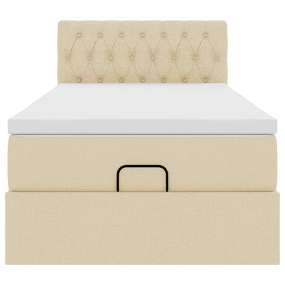 vidaXL Lit ottoman avec matelas et LED Crème 90x190 cm Tissu