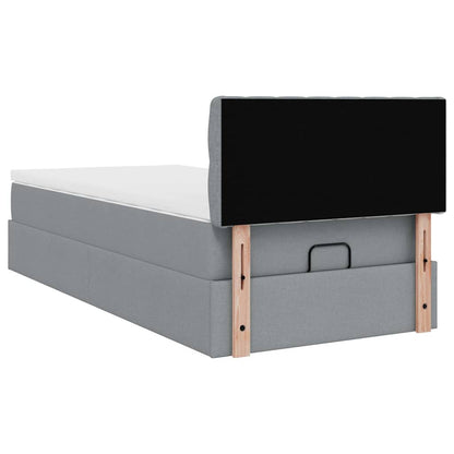 vidaXL Lit ottoman avec matelas et LED gris clair 90x200 cm tissu
