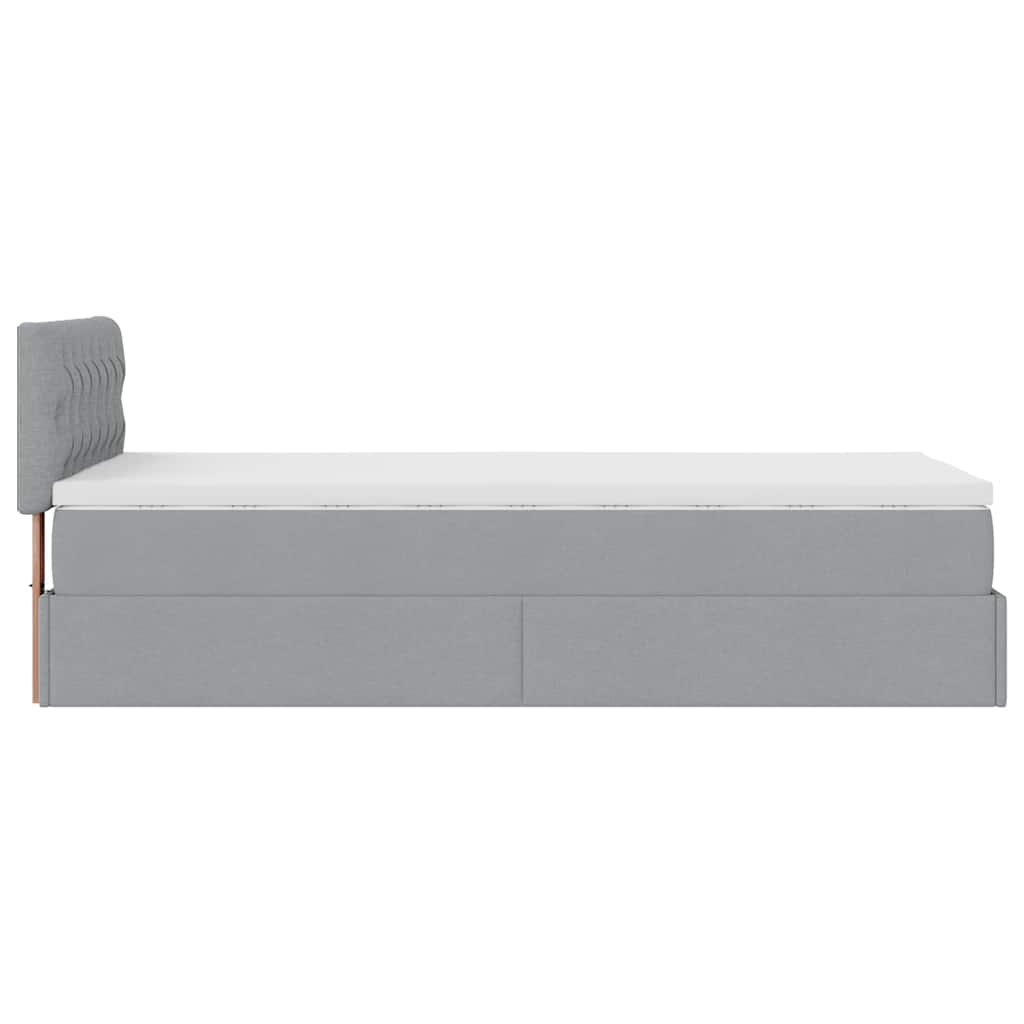 vidaXL Lit ottoman avec matelas et LED gris clair 90x200 cm tissu