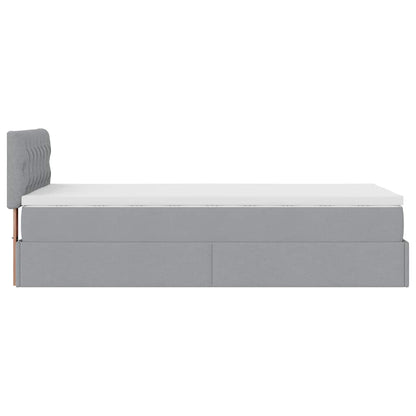 vidaXL Lit ottoman avec matelas et LED gris clair 90x200 cm tissu